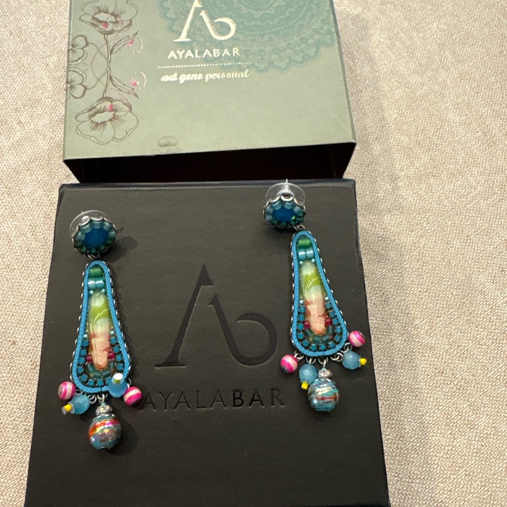 Ayala Bar Artisan Statement Earrings – Turquoise & Multicolor Beaded Dangles